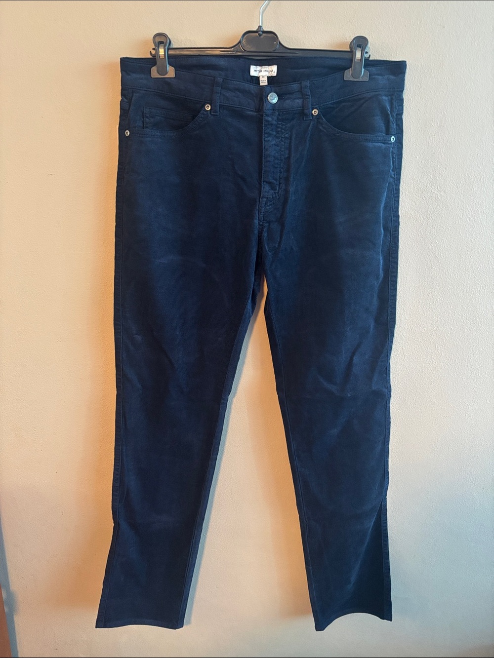 Peter Millar Men's Navy Superior Corduroy Pants - Classic Straight Fit - 35 Read